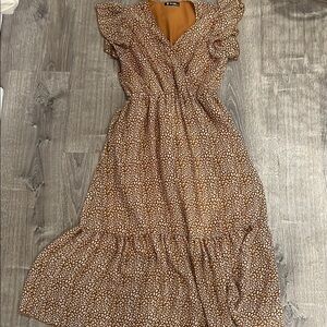 Elegant Brown Patterned Dress